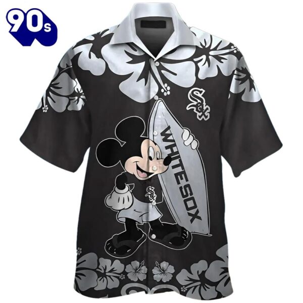 Mickey Mouse Chicago White Sox Short Sleeve Button Up Tropical Hawaiian Button Up Shirts