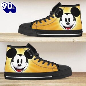 Mickey Mouse Disney High Top Shoes Edgy High Top Style For Fans New Canvas Shoes