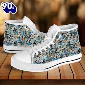 Mickey Mouse Donald Daisy Duck High Top Shoes Edgy High Top Style For Fans New Canvas Shoes