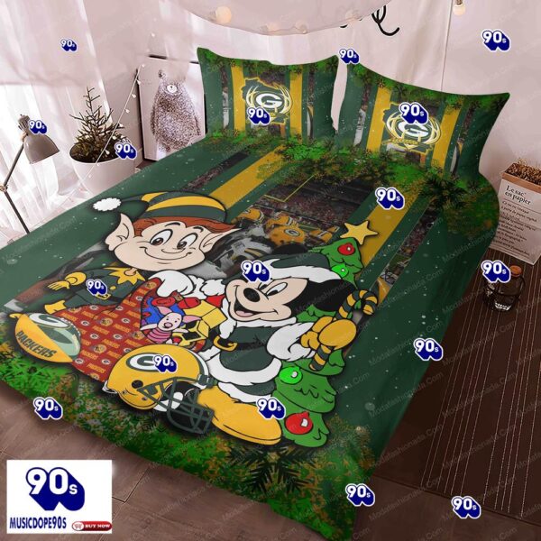 Mickey Mouse NFL Green Bay Packers Christmas Bedding Sets