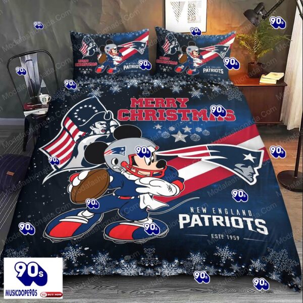 Mickey Mouse NFL New England Patriots Christmas Bedding Sets