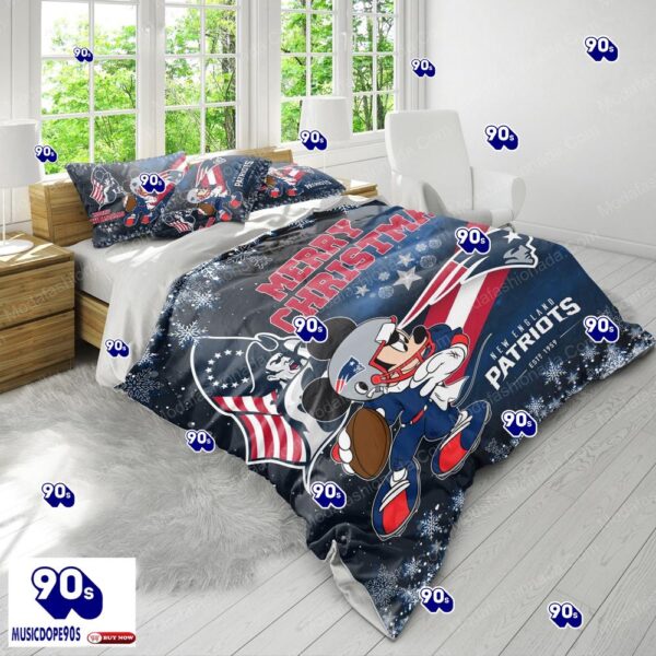 Mickey Mouse NFL New England Patriots Christmas Bedding Sets