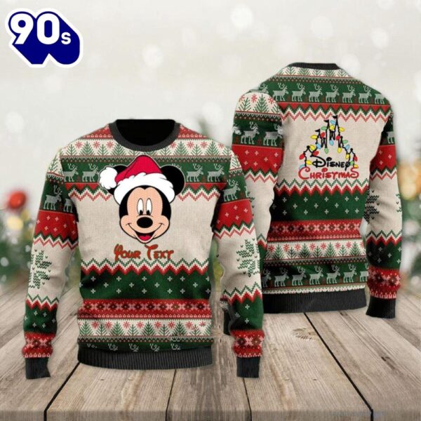 Mickey Santa Personalized Disney Cartoon Lover Christmas Gift Ugly Christmas Sweater  Gift Christmas