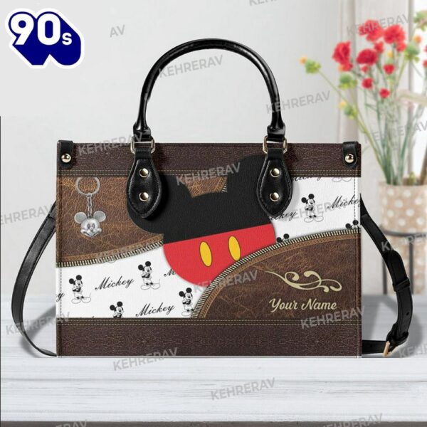 Mickey Symbol Leather Handbag