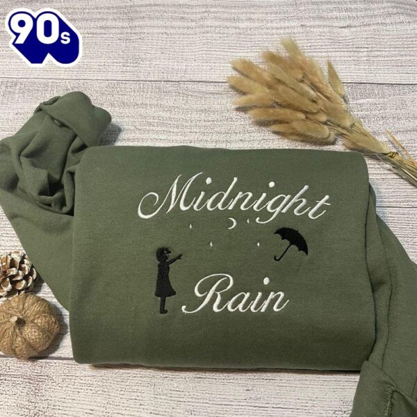 Midnight Rain Embroidered Crewneck Sweatshirt Gift Christmas