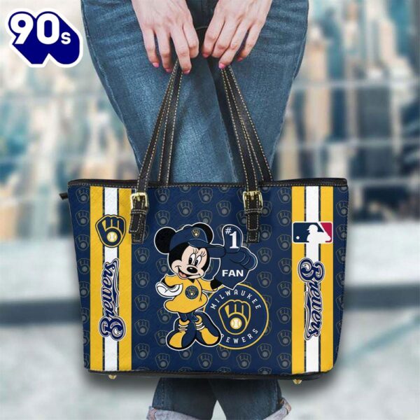 Milwaukee Brewers Mlb Minnie Women Leather Tote Bag