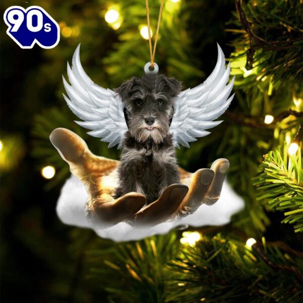 Miniature Schnauzer On The Hands Of Jesus Ornament, Gift For Christmas