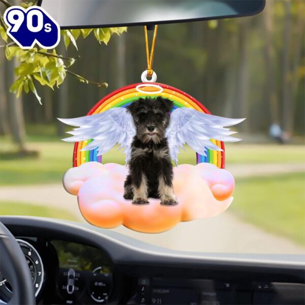 Miniature Schnauzer With Angel Wings Memorial Ornament, Gift For Christmas