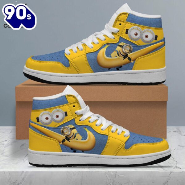 Gift Summer Minion Nike Logo Yellow Design Air Jordan 1 High Top