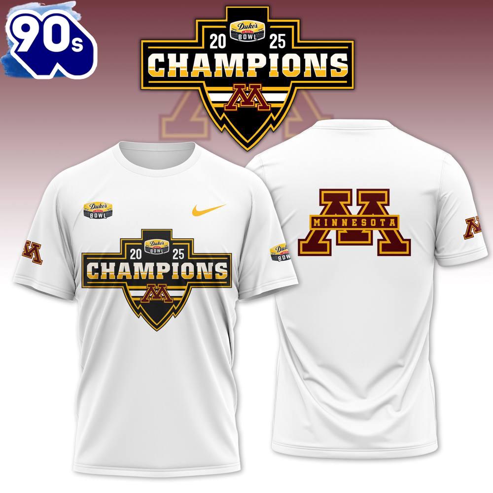 Minnesota Golden Gophers Dukes Mayo Bowl Champions 3d T-Shirt Minnesota Golden Gophers Dukes Mayo Bowl Champions 3d T-Shirt