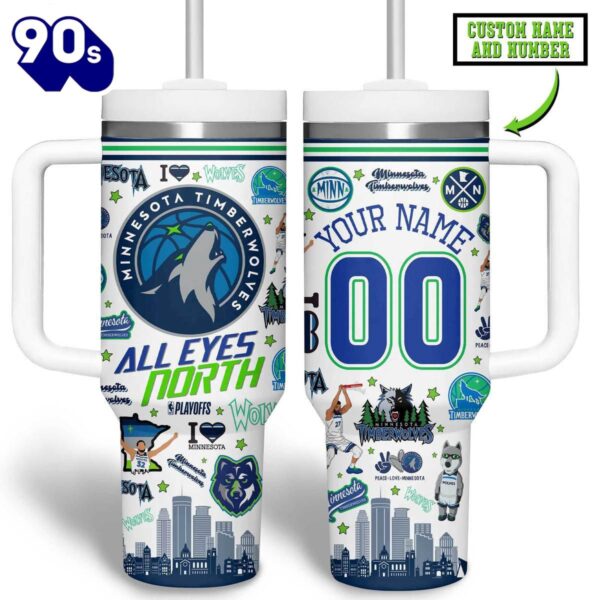 Minnesota Timberwolves NBA Custom Stanley Quencher 40oz Stainless Steel Tumbler