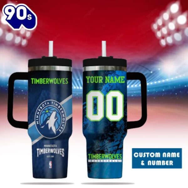 Minnesota Timberwolves NBA Custom Stanley Quencher 40oz Stainless Steel Tumbler