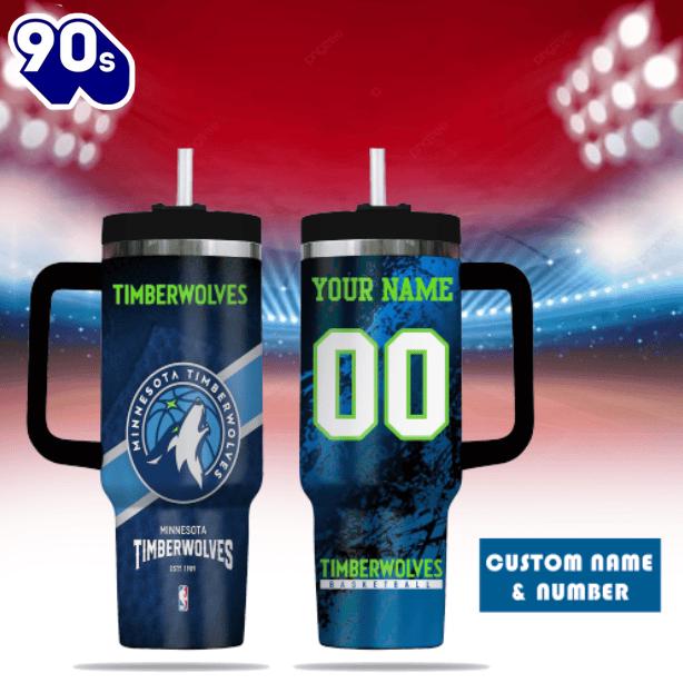Minnesota Timberwolves NBA Custom Stanley Quencher 40oz Stainless Steel Tumbler With Handle Minnesota Timberwolves NBA Custom Stanley Quencher 40oz Stainless Steel Tumbler With Handle