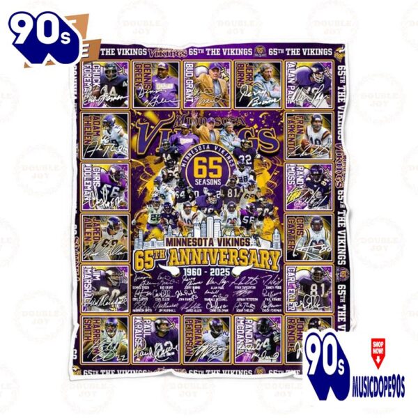 Minnesota Vikings 65th Anniversary 1960 – 2025 Fleece Blanket