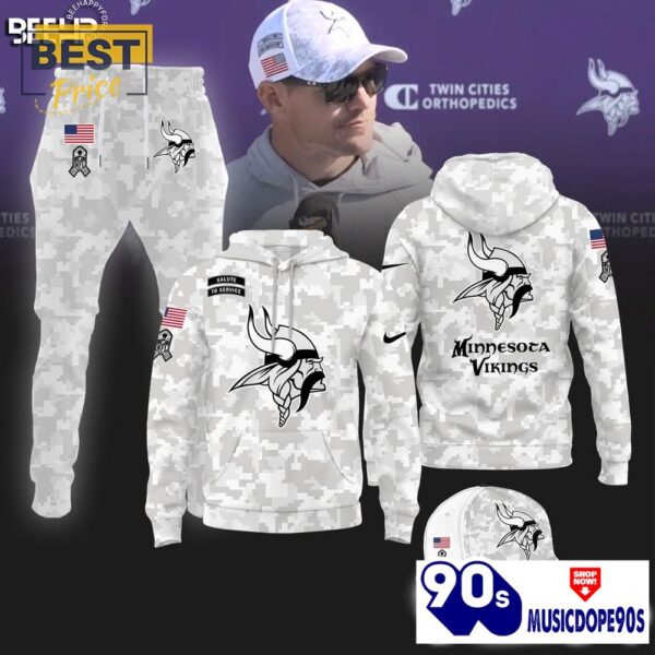 Minnesota Vikings Camo 2024 Salute to Service Hoodie, Jogger, Cap