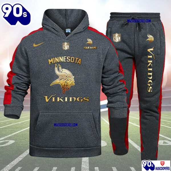 Minnesota Vikings NFL 32 Teams Personlized Golden Logo Hoodie Set