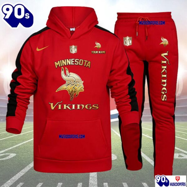 Minnesota Vikings NFL 32 Teams Personlized Golden Logo Hoodie Set