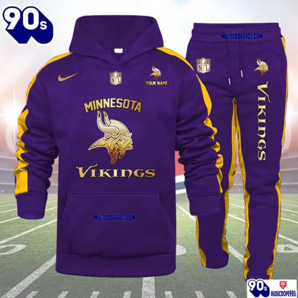 Minnesota Vikings NFL 32 Teams Personlized Golden Logo Hoodie Set