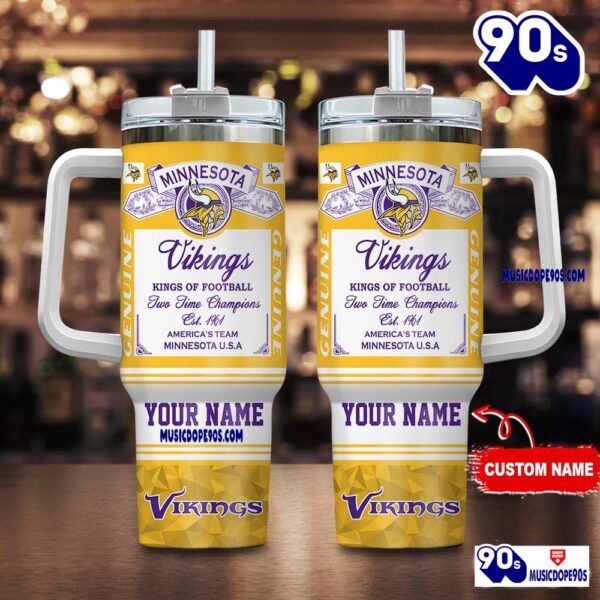 Minnesota Vikings Nfl Kings Of Football Personalized Tumbler 40oz