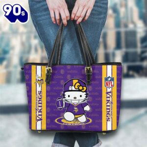 Minnesota Vikings NFL Kitty Women Leather Tote Bag   Gift For Christmas