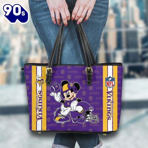 Minnesota Vikings NFL Mickey Women Leather Tote Bag