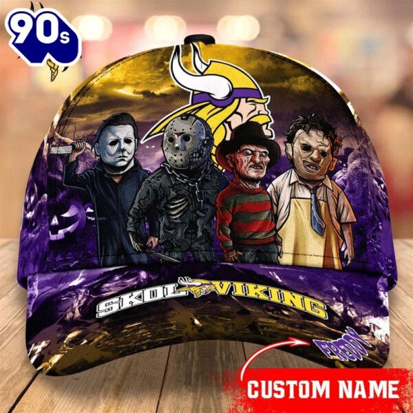 Minnesota Vikings  NFL Personalized Trending Cap Mixed Horror Movie Characters