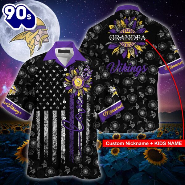 Minnesota Vikings NFL-Hawaii Shirt Sunflower Custom Your Nickname,Kids Name Best Gift For Mother Day,Father Day