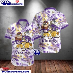 Minnesota Vikings Taz And Bugs NFL Teams Hawaiian Shirt