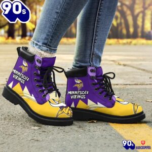 Minnesota Virkings All Season Boots Casual Shoes Vegan Leather Custom Boot Shoes