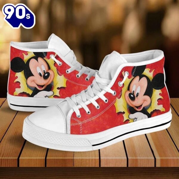 Minnie Mouse Disney Cartoon High Top Shoes Sporty Top Sneakers For Fans New Canvas Shoes