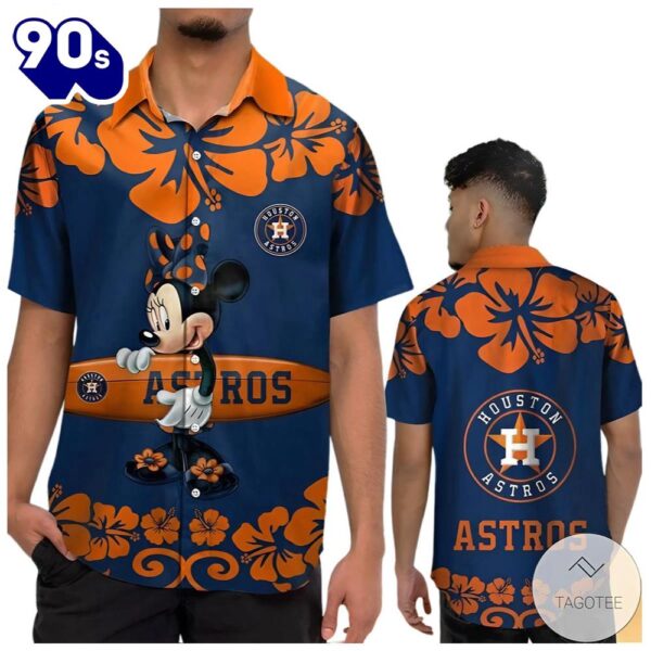 Minnie Mouse Houston Astros Hawaiian Button Up Shirts