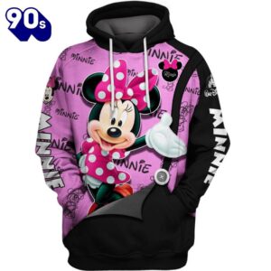 Minnie Mouse Text Print Hoodie And Leggings Set