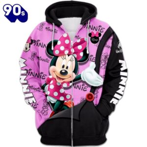 Minnie Mouse Text Print Hoodie And Leggings Set