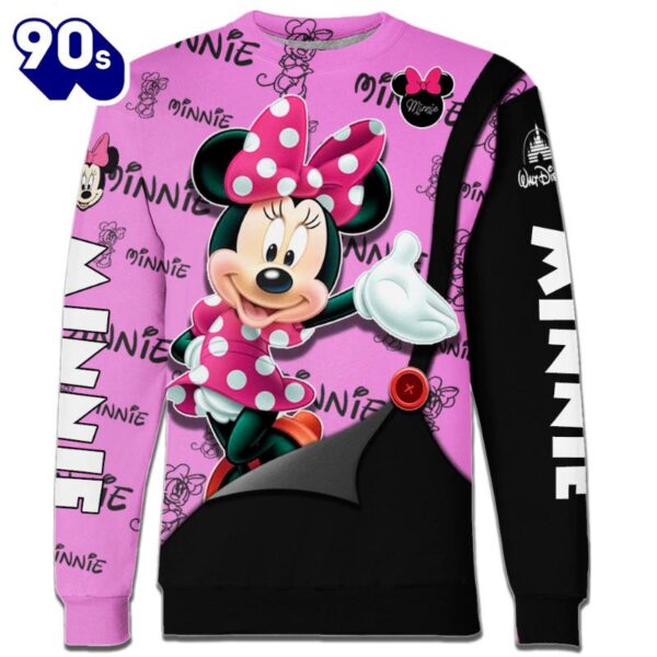 Minnie Mouse Text Print Hoodie And Leggings Set