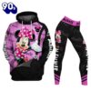 Minnie Mouse Text Print Hoodie And Leggings Set