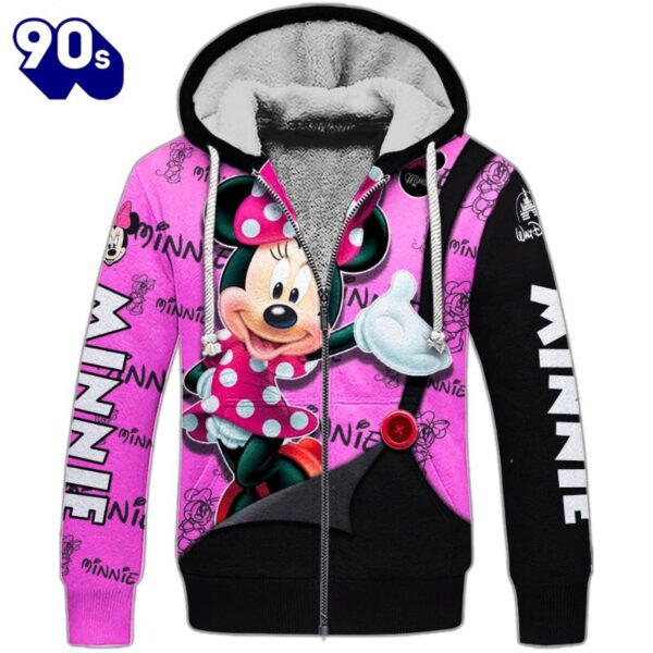 Minnie Mouse Text Print Hoodie And Leggings Set