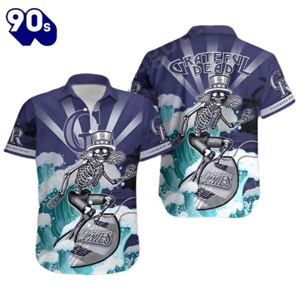Mlb Grateful Dead Colorado Rockies Hawaiian Button Up Shirts