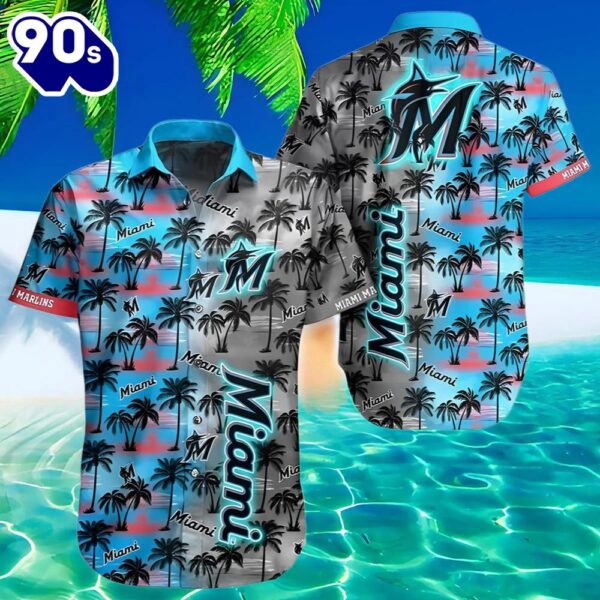 Mlb Miami Marlins Hawaiian Button Up Shirts Aloha Island
