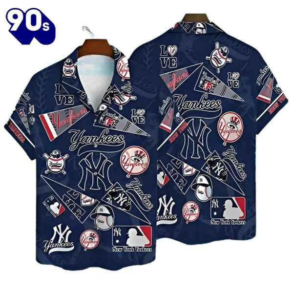 Mlb New York Yankees Hawaiian Button Up Shirts