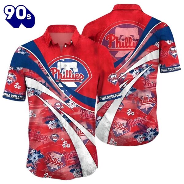 Mlb Philadelphia Phillies Baseball Vintage Red Hawaiian Button Up Shirts