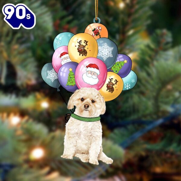 Morkie With Balloons Christmas Ornament, Gift For Christmas