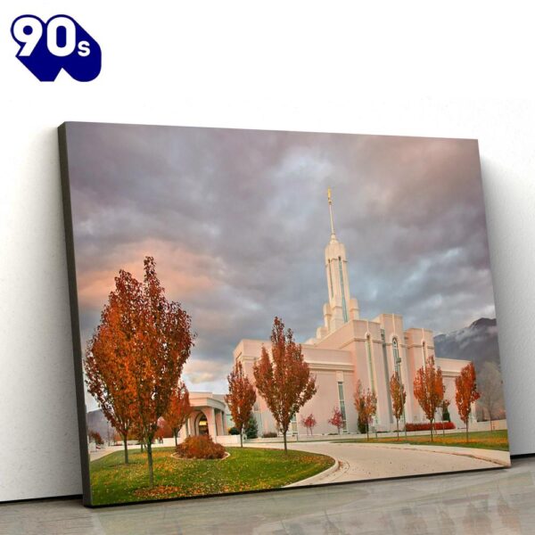 Mt Timpanogos Temple Autumn Trees Canvas Wall Art Jesus Christ Picture Canvas  Gift For Christmas