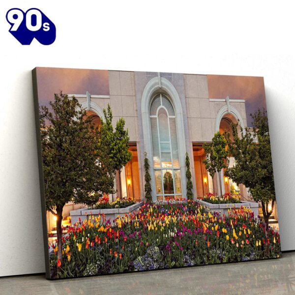 Mt Timpanogos Temple Blooming Spring Canvas Wall Art Jesus Christ Picture Canvas  Gift For Christmas