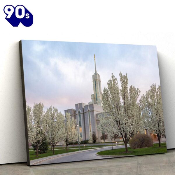 Mt Timpanogos Temple Spring Blossoms Canvas Wall Art Jesus Christ Picture Canvas  Gift For Christmas