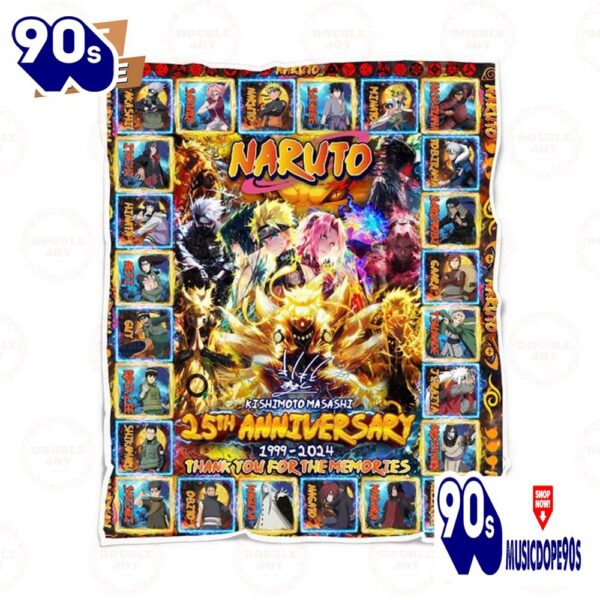 Naruto Kishimoto Masashi 25th Anniversary 1999-2024 Thank You For The Memories Fleece Blanket