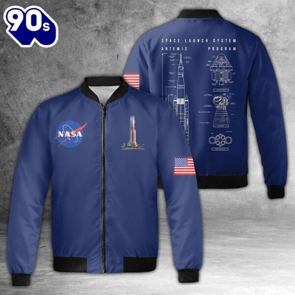 NASA Artemis SLS Moon AOP Fleece Bomber Jacket