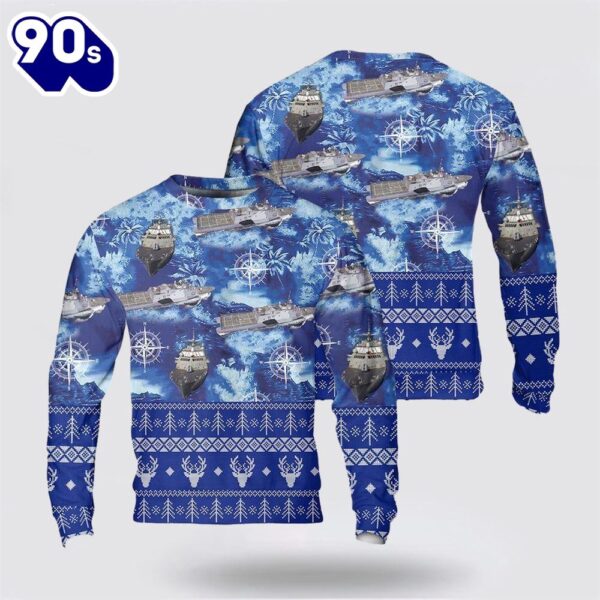 Navy USS Freedom (LCS-1) Christmas Sweater 3D