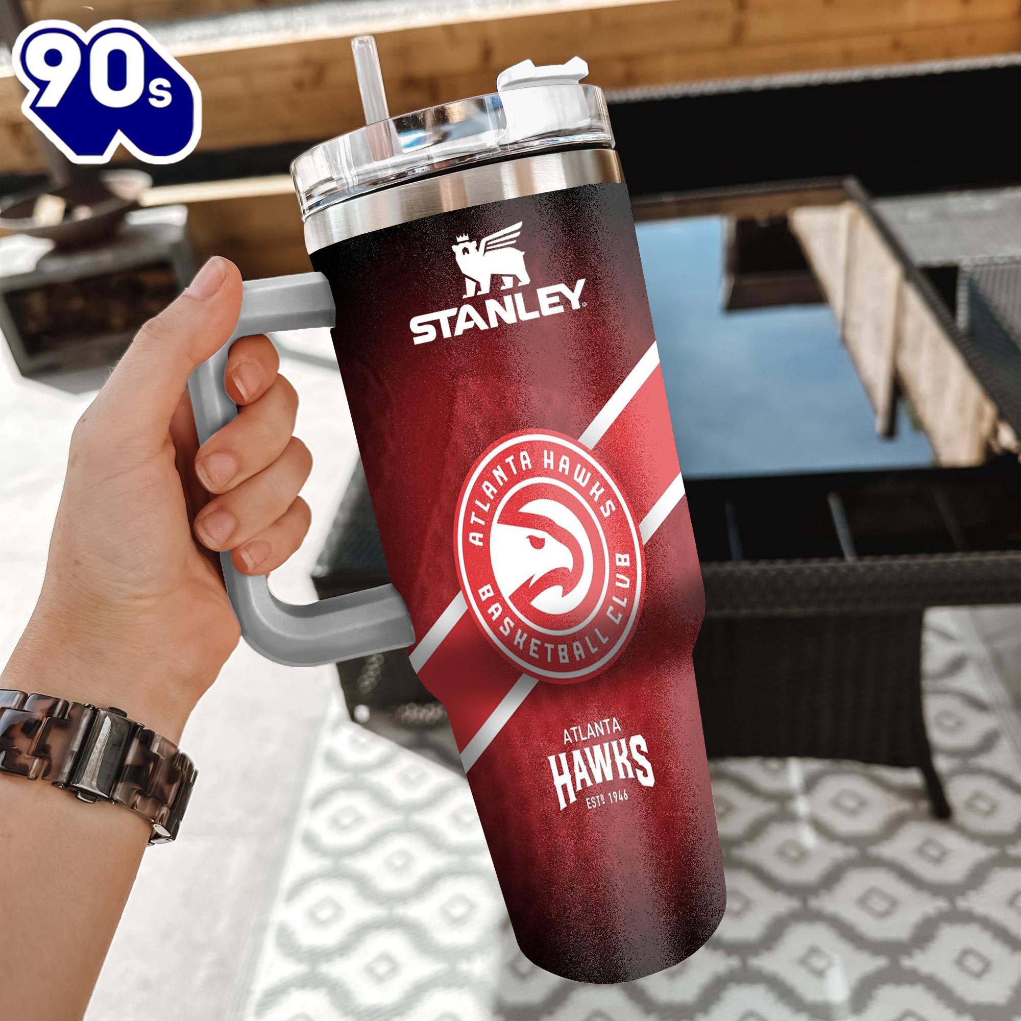 NBA Atlanta Hawks Custom Stanley Quencher 40oz Stainless Steel Tumbler With Handle NBA Atlanta Hawks Custom Stanley Quencher 40oz Stainless Steel Tumbler With Handle