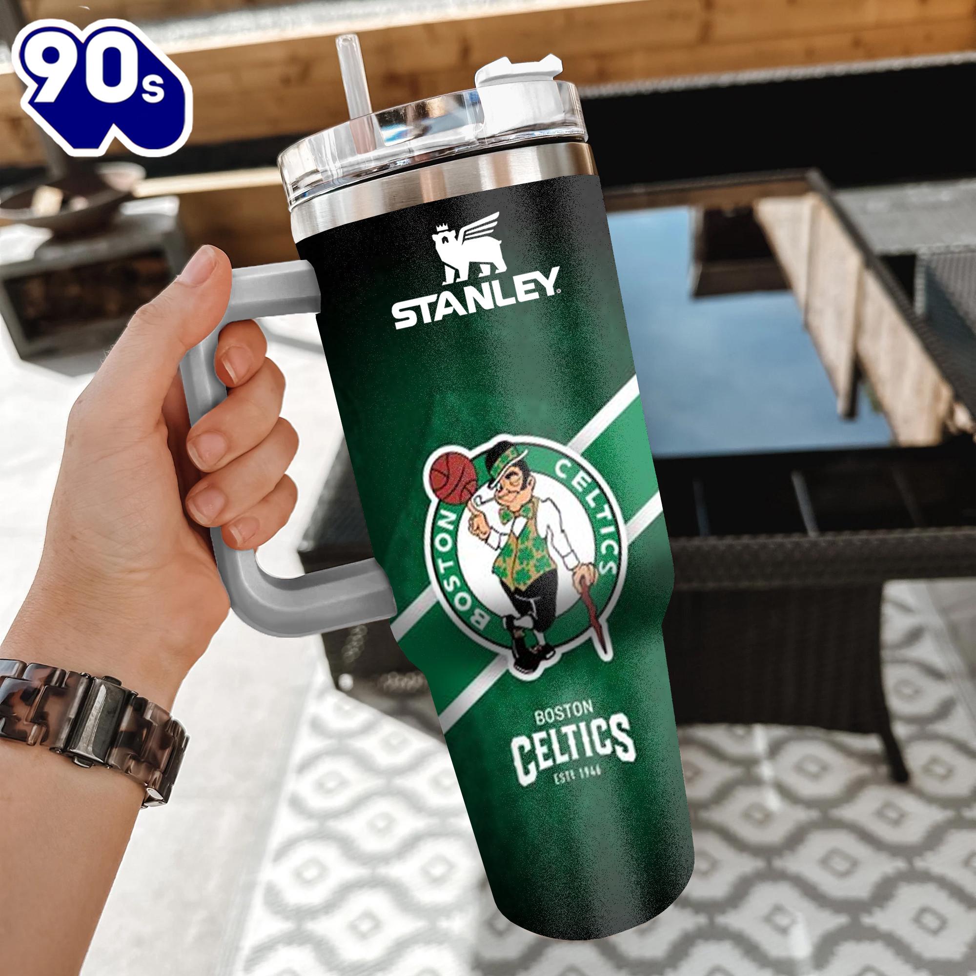 NBA Boston Celtics Custom Stanley Quencher 40oz Stainless Steel Tumbler With Handle NBA Boston Celtics Custom Stanley Quencher 40oz Stainless Steel Tumbler With Handle