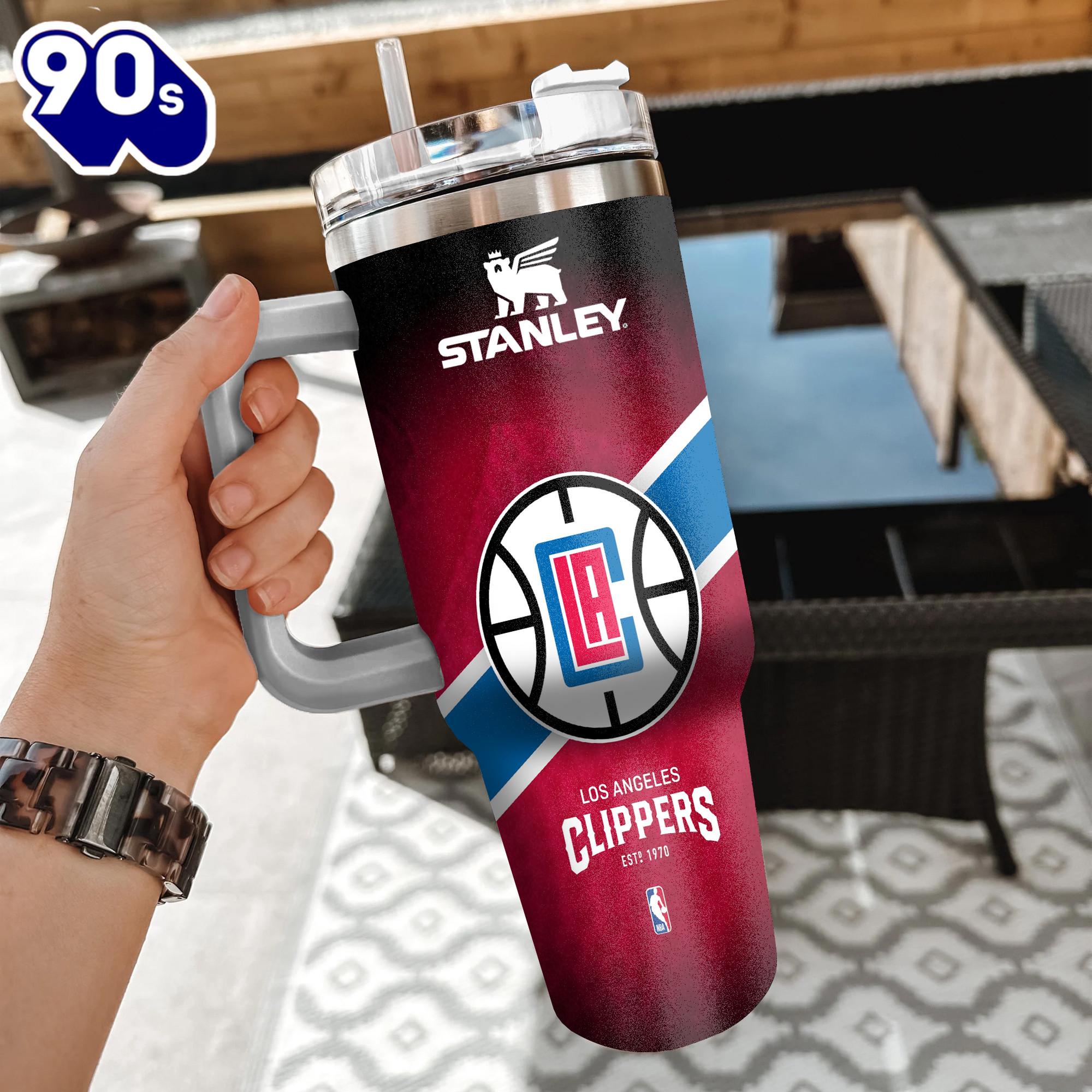 NBA LA Clippers Custom Stanley Quencher 40oz Stainless Steel Tumbler With Handle NBA LA Clippers Custom Stanley Quencher 40oz Stainless Steel Tumbler With Handle